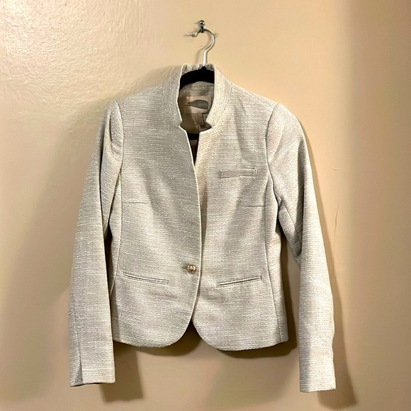 Forever 21 Glitter Sparkle White Cream Blazer Jacket XS - Picture 1 of 12